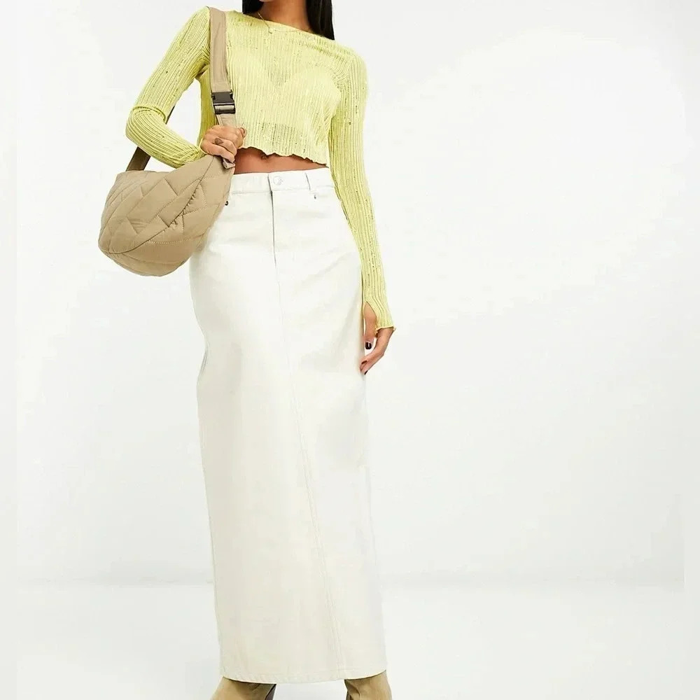 Free People faux leather maxi skirt in cream